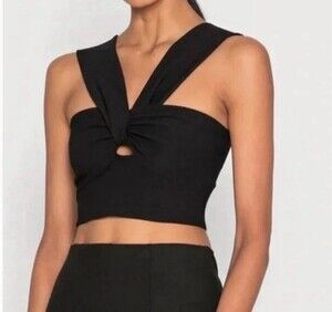 Elegant Black Abercrombie Twist Front Crop Top Small